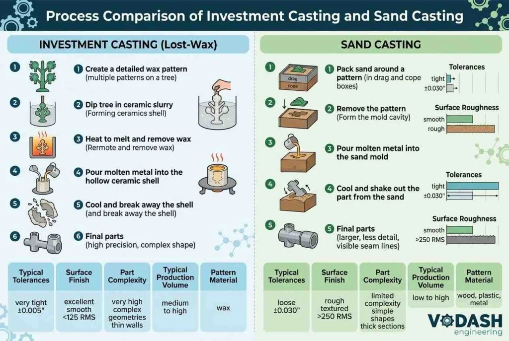 Process Comparison of Investment Casting and Sand Casting